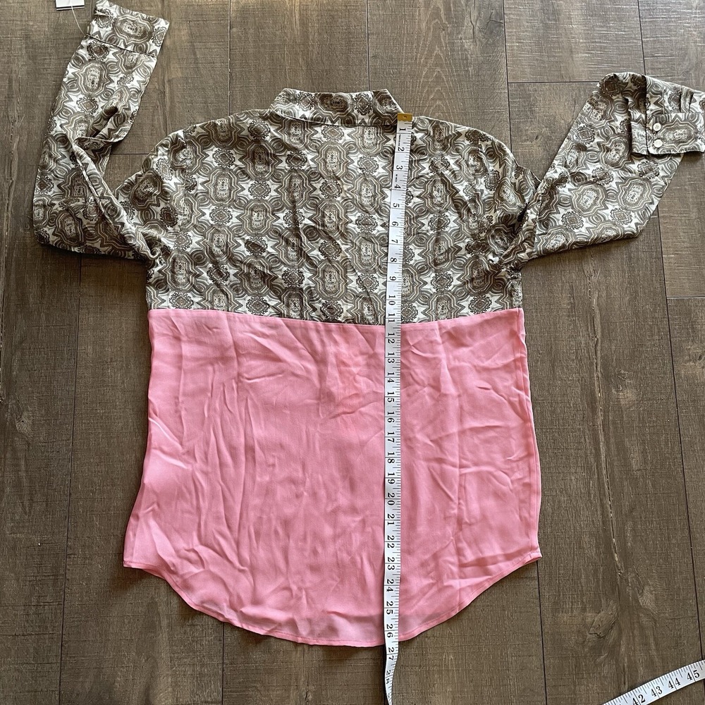 NWT J.Crew Collection Blouse Womens 4 Pink Summer Silk Paisley Colorblock Luxe - Picture 13 of 14